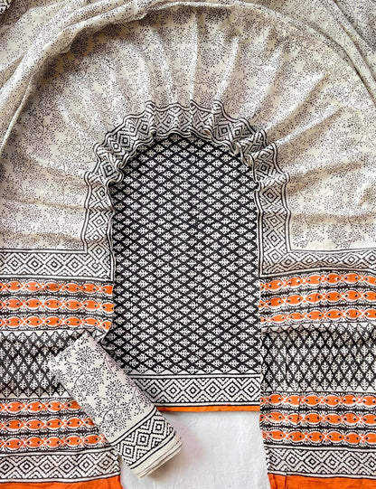 Hand Block Printed Cotton Suit Set (3-Piece)