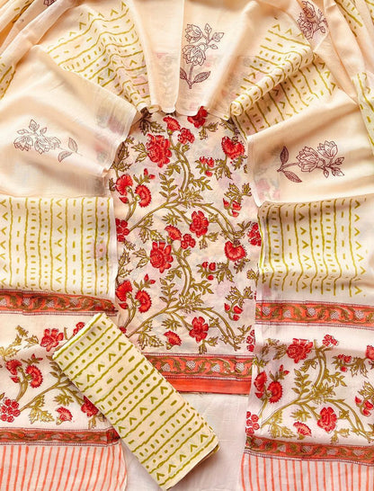 Hand Block Printed Cotton Suit Set (3-Piece)