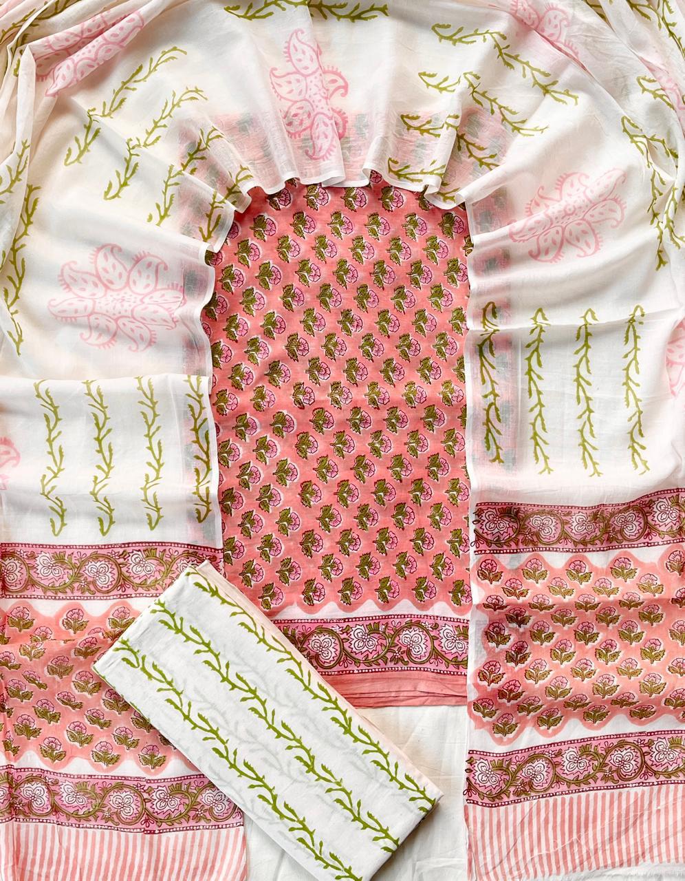 Hand Block Printed Cotton Suit Set (3-Piece)