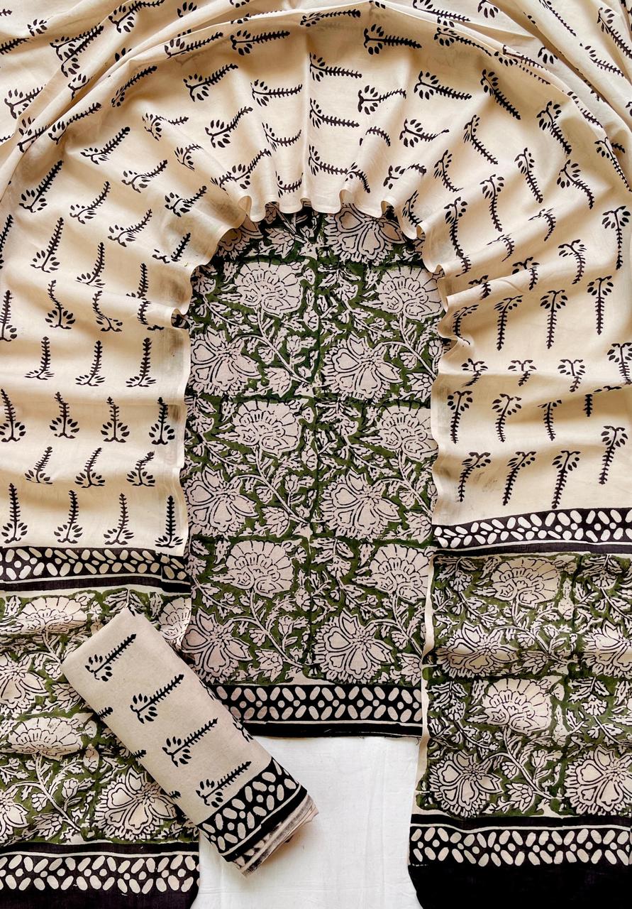 Hand Block Printed Cotton Suit Set (3-Piece)