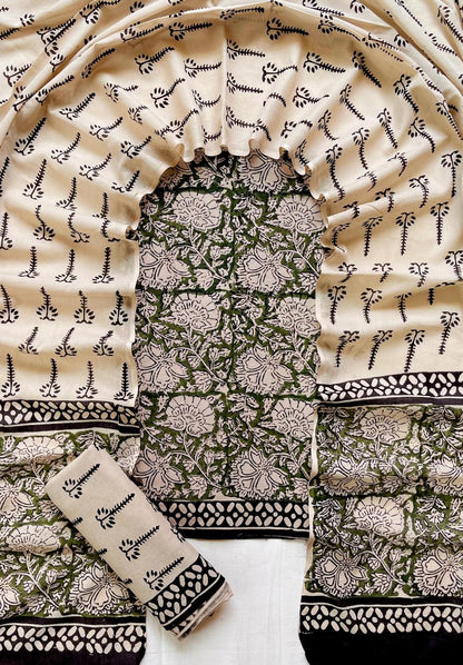 Hand Block Printed Cotton Suit Set (3-Piece)