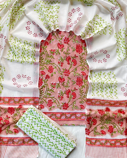 Hand Block Printed Cotton Suit Set (3-Piece)