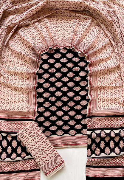 Hand Block Printed Cotton Suit Set (3-Piece)