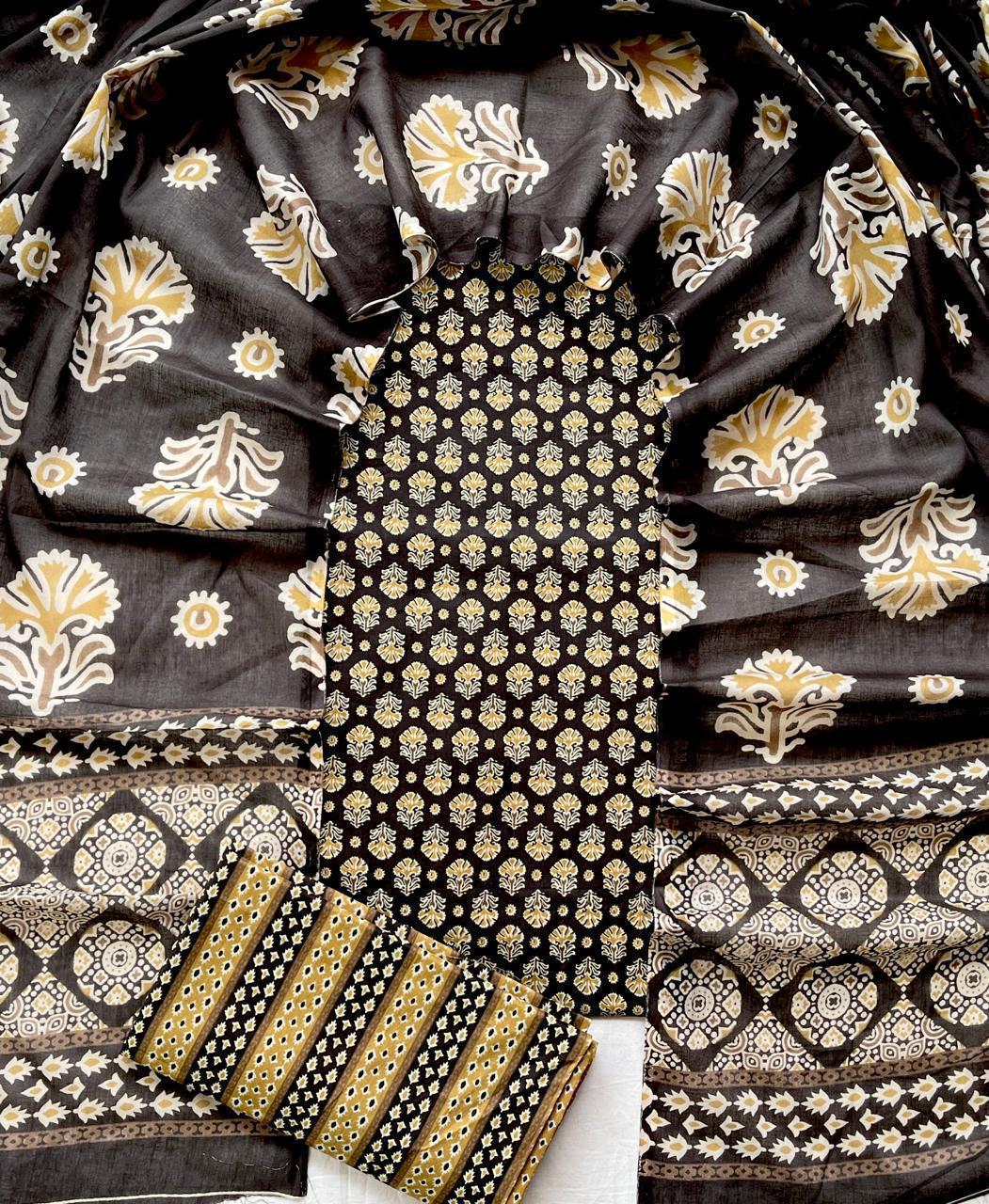 Hand Block Printed Cotton Suit Set (3-Piece)