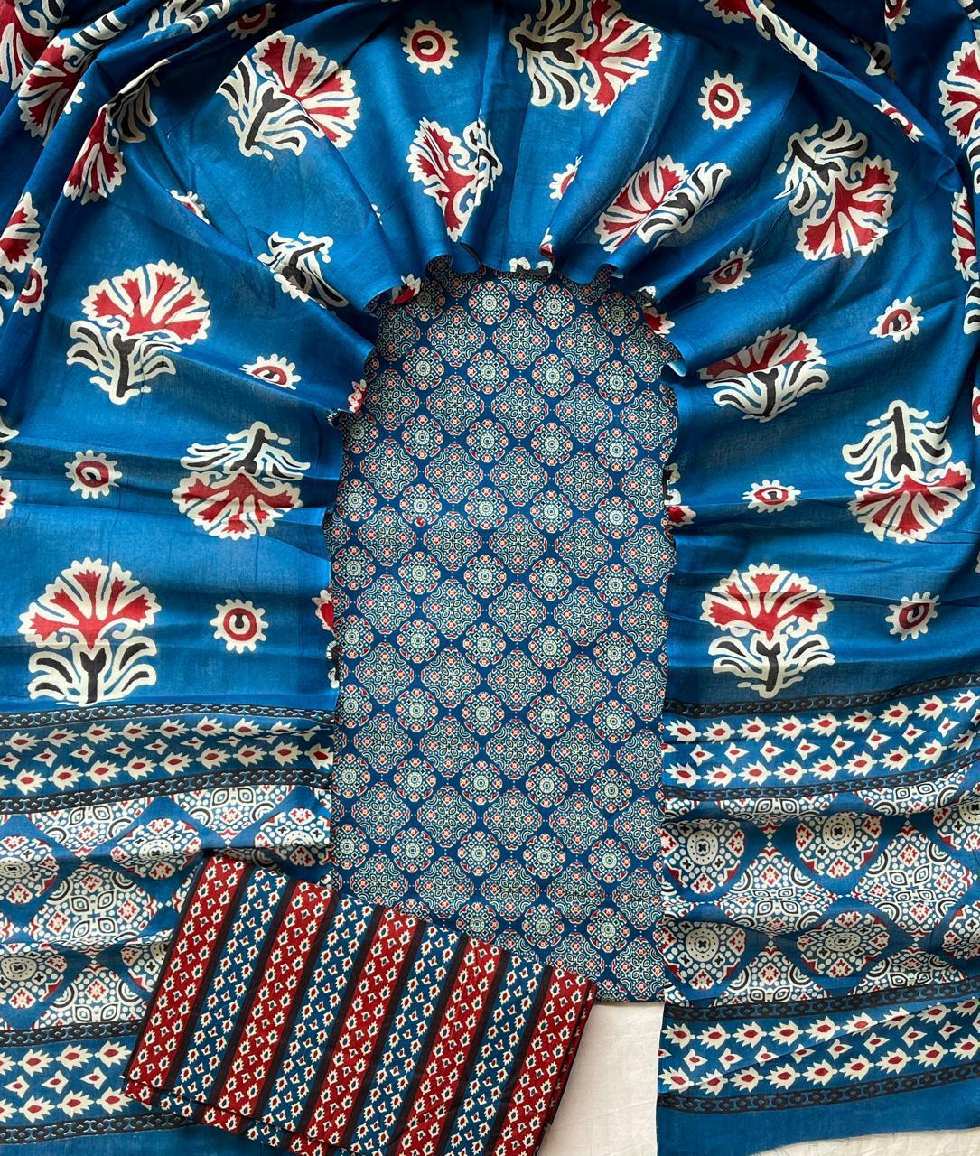 Hand Block Printed Cotton Suit Set (3-Piece)