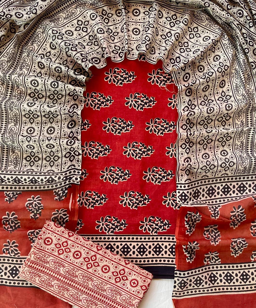 Hand Block Printed Cotton Suit Set (3-Piece)
