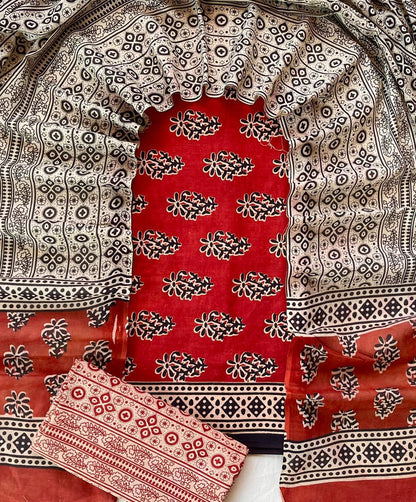Hand Block Printed Cotton Suit Set (3-Piece)