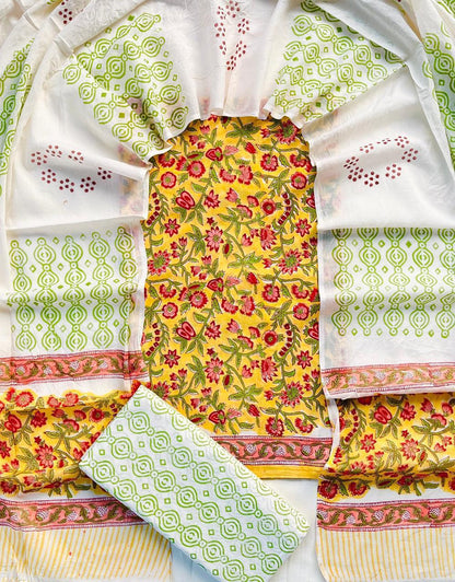 Hand Block Printed Cotton Suit Set (3-Piece)