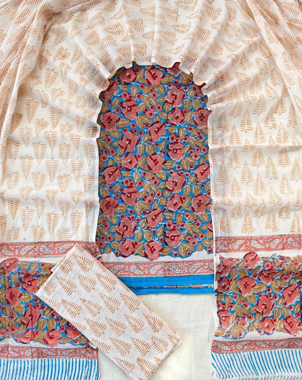 Hand Block Printed Cotton Suit Set (3-Piece)