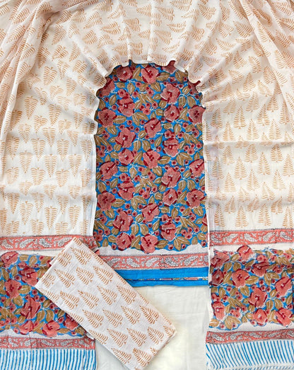 Hand Block Printed Cotton Suit Set (3-Piece)