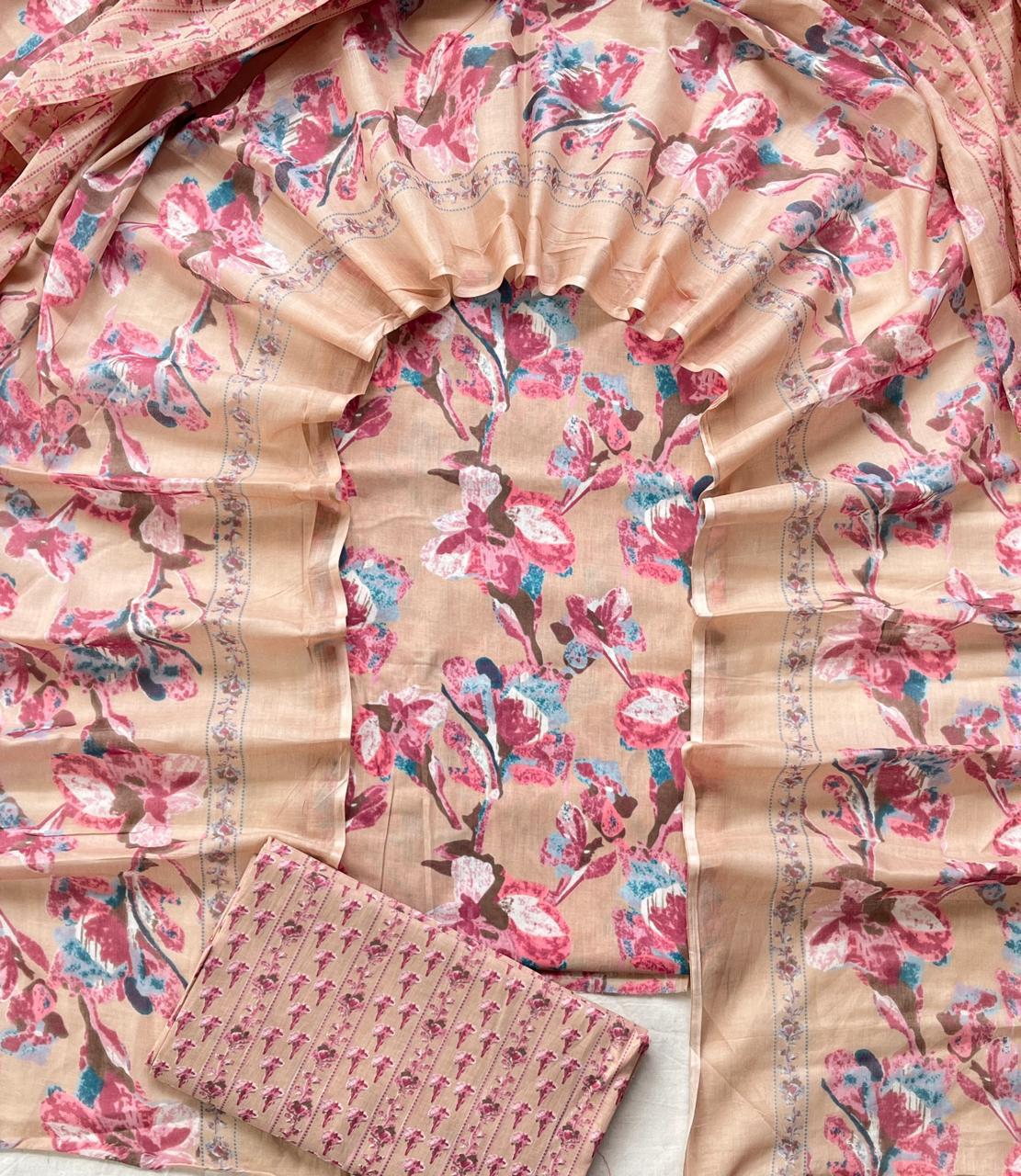 Hand Block Printed Cotton Suit Set (3-Piece)