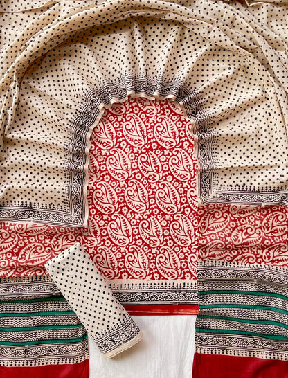 Hand Block Printed Cotton Suit Set (3-Piece)