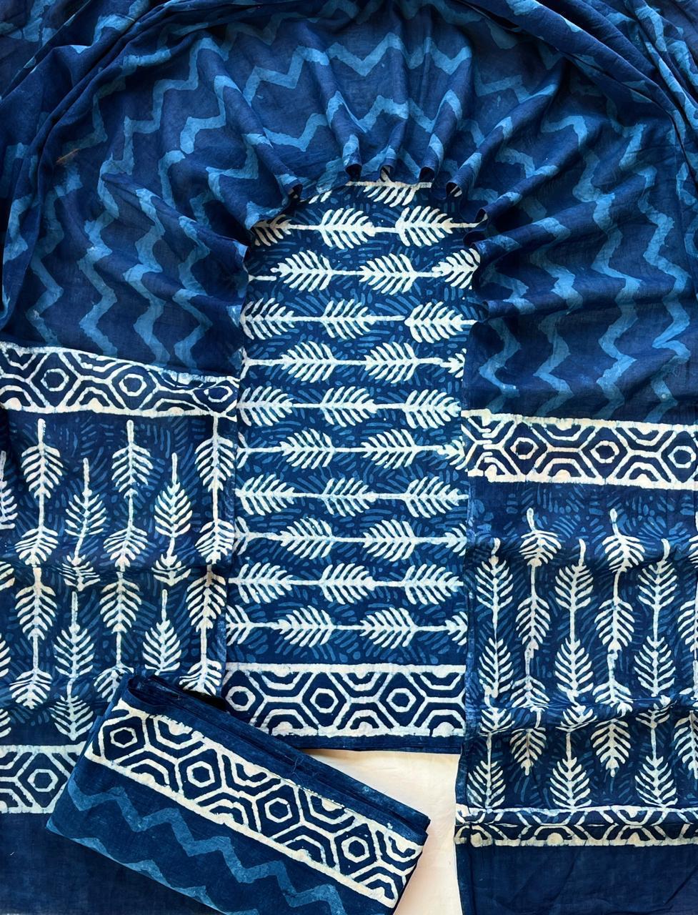 Hand Block Printed Cotton Suit Set (3-Piece)