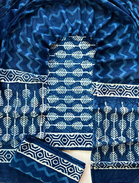 Hand Block Printed Cotton Suit Set (3-Piece)