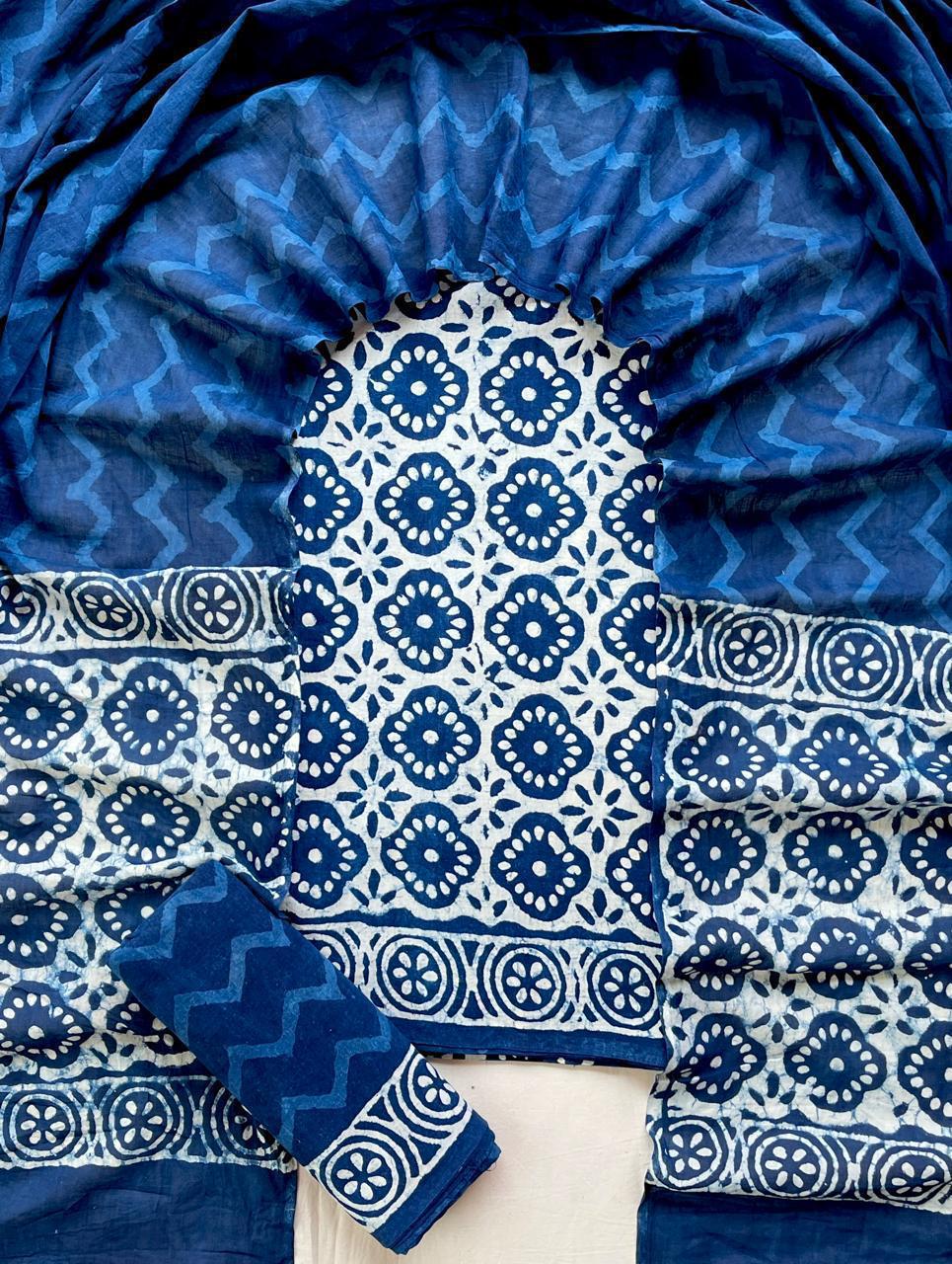 Hand Block Printed Cotton Suit Set (3-Piece)