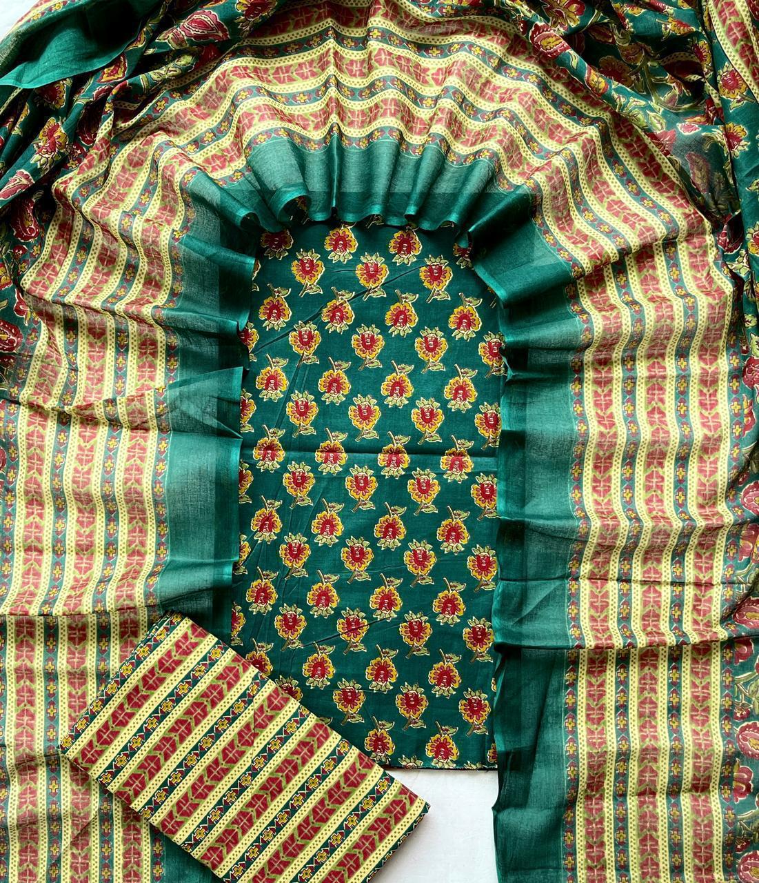 Hand Block Printed Cotton Suit Set (3-Piece)