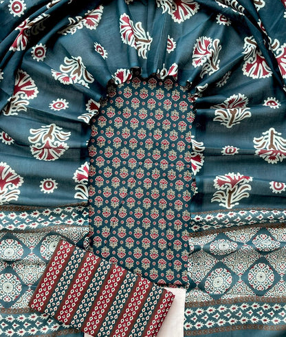 Hand Block Printed Cotton Suit Set (3-Piece)