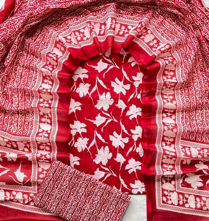 Hand Block Printed Cotton Suit Set (3-Piece)