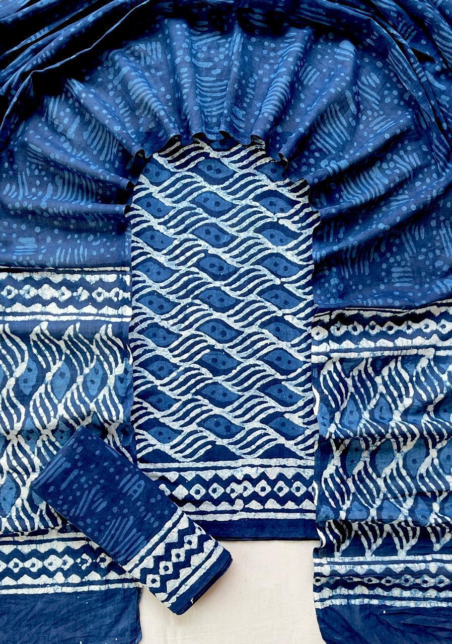 Hand Block Printed Cotton Suit Set (3-Piece)