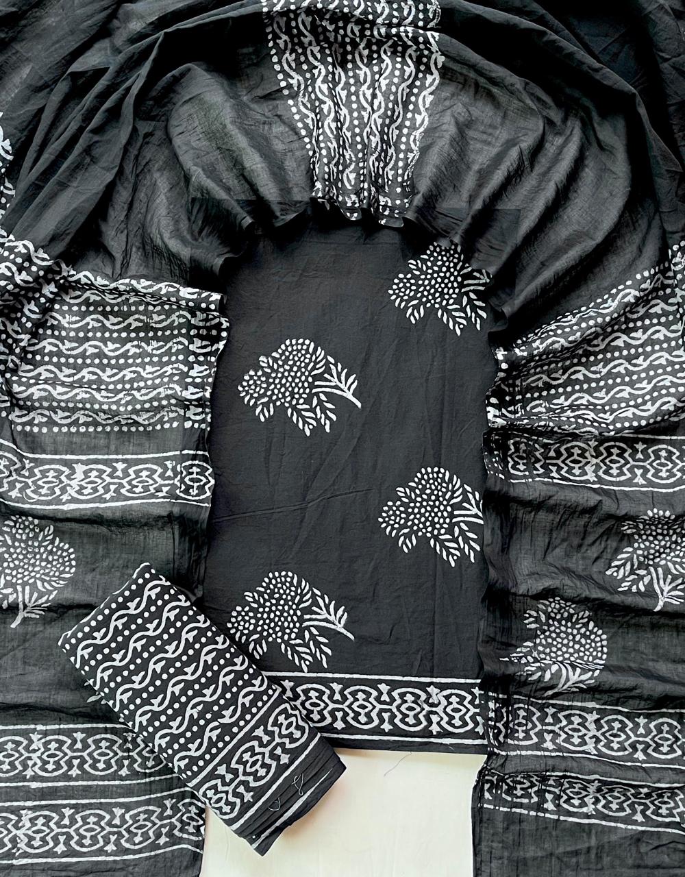 Hand Block Printed Cotton Suit Set (3-Piece)