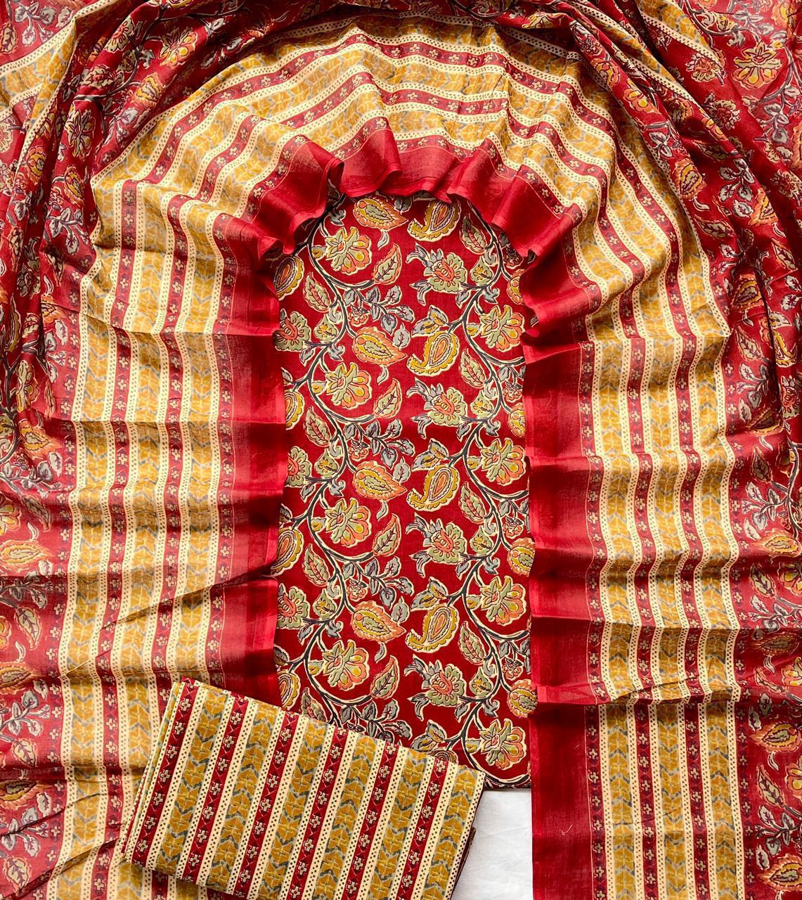 Hand Block Printed Cotton Suit Set (3-Piece)