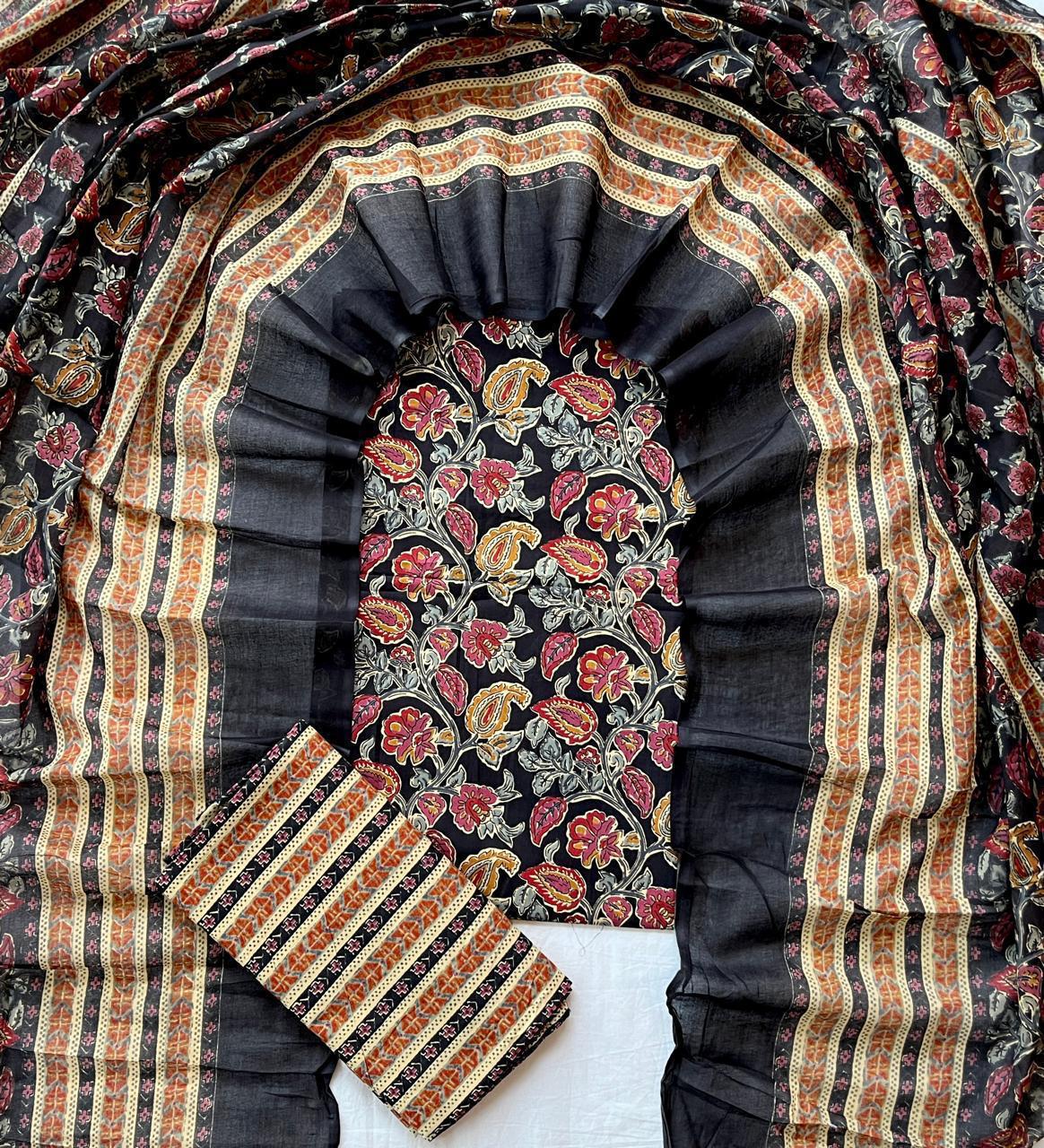Hand Block Printed Cotton Suit Set (3-Piece)