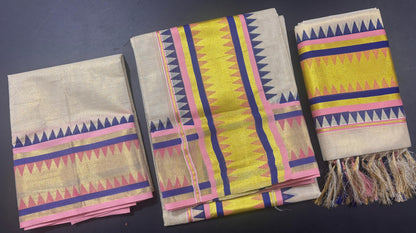 Tissue Multicolour Set Mundu with Blouse