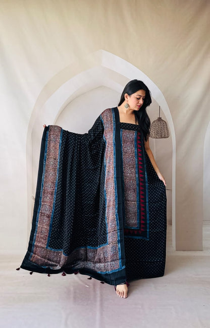 Silk Ajrakh Hand Block 2-Piece Suit
