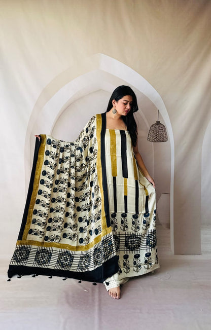 Silk Ajrakh Hand Block 2-Piece Suit