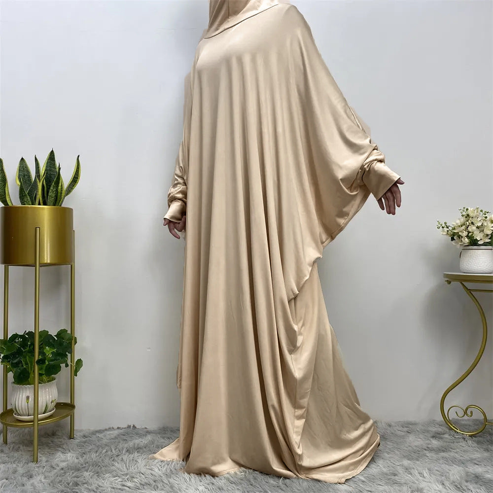 A-Line Long Skirt Batwing Sleeve Polyester Abaya