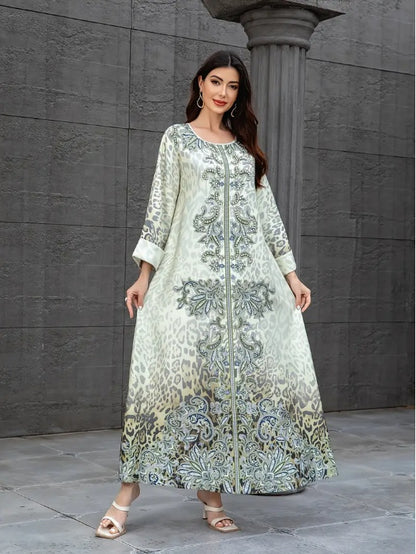 Floral Lace Abaya with Long Sleeves