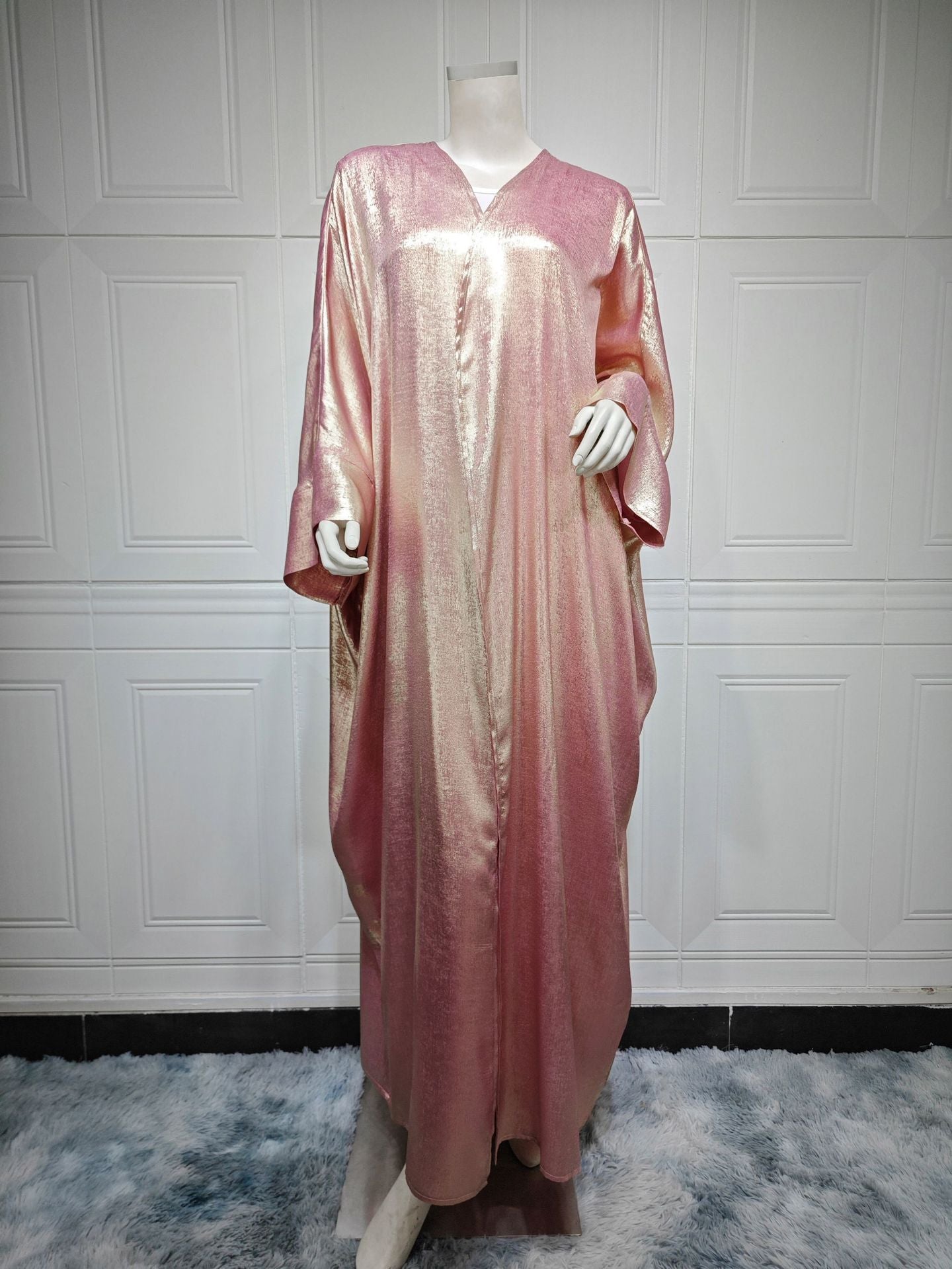 Fashion Bronzing Satin Abaya Robe