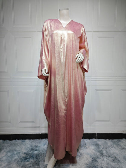 Fashion Bronzing Satin Abaya Robe