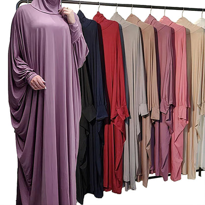 A-Line Long Skirt Batwing Sleeve Polyester Abaya