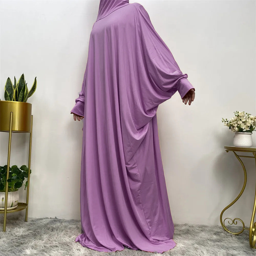 A-Line Long Skirt Batwing Sleeve Polyester Abaya