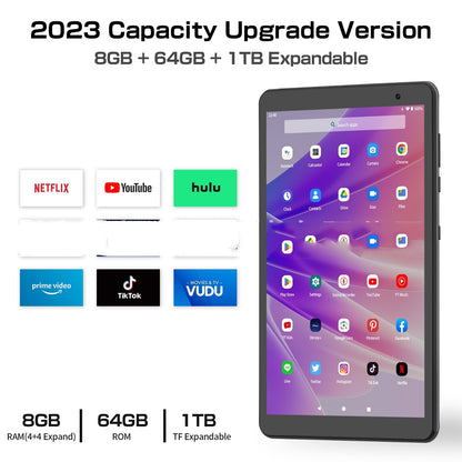 8 Inch Android Tablet with Bluetooth GPS and 64GB Storage