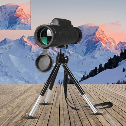 40x60 Monocular Telescope with Tripod, Phone Clip, and Compass – BAK4 Prism, FMC Lens, Outdoor Zoom Scope