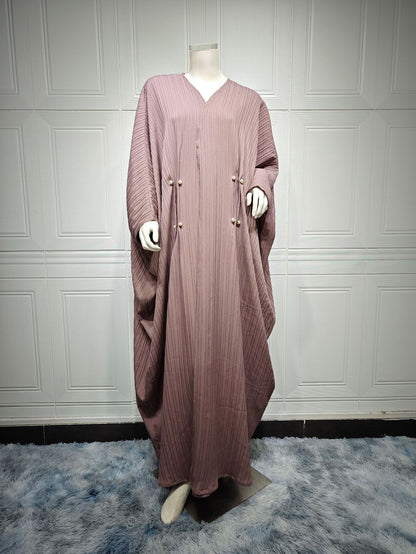 Modern Striped Plus-Size Abaya Cardigan Robe