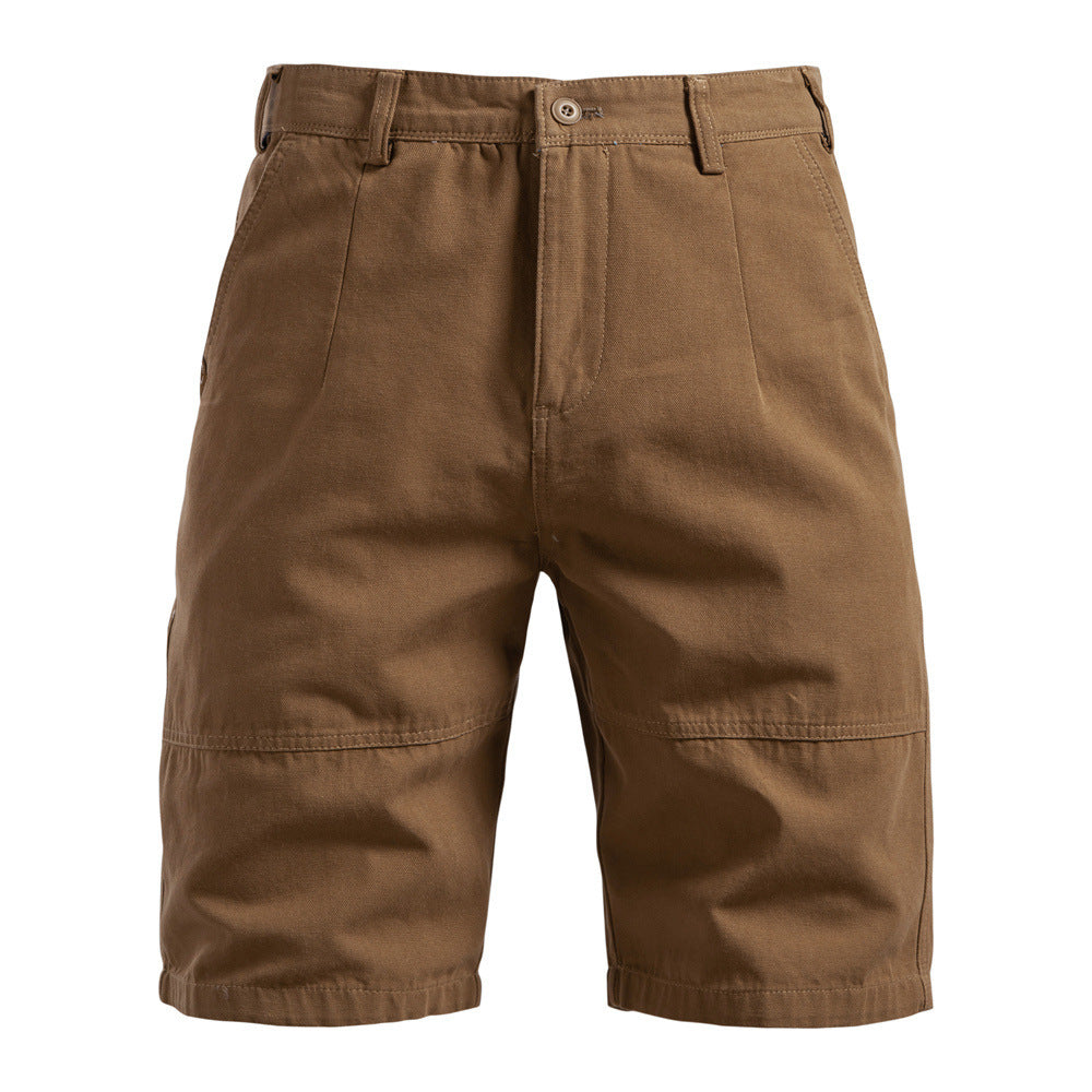 Straight Five-point Pure Color All-matching Workwear Shorts Men