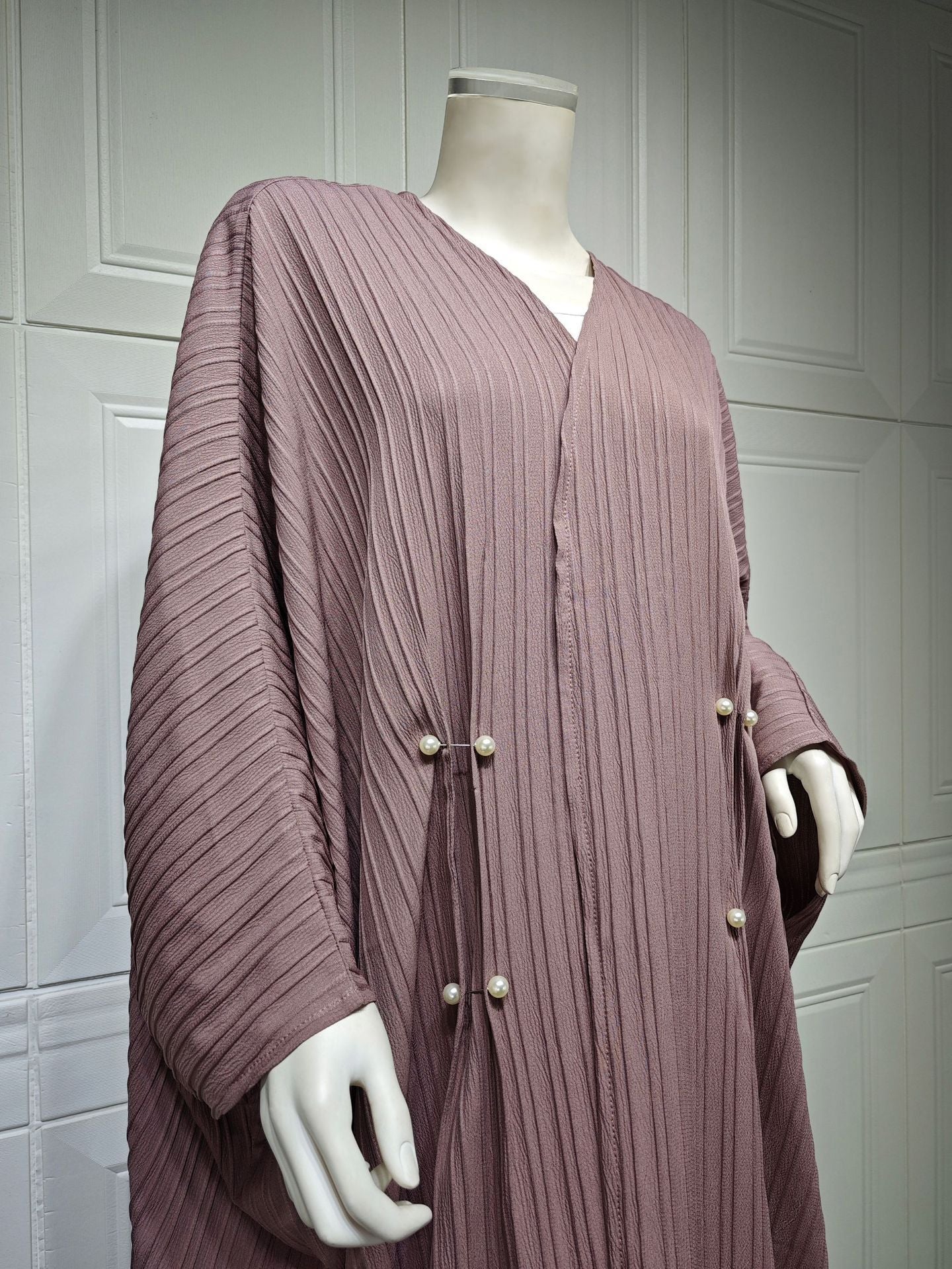 Modern Striped Plus-Size Abaya Cardigan Robe