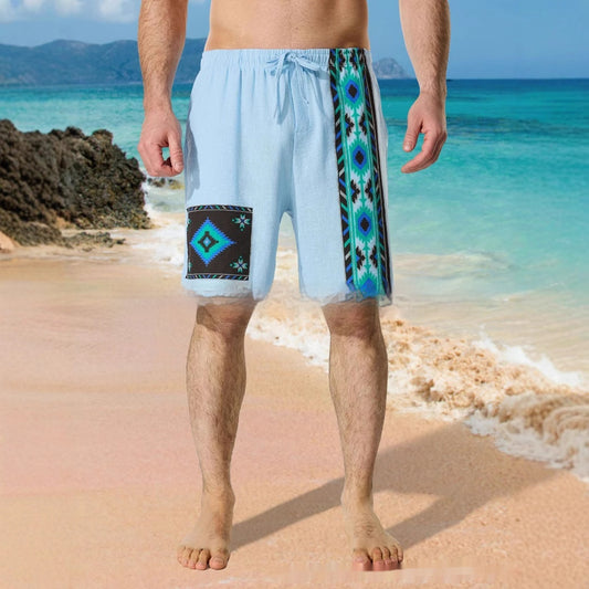 Men's Lace Up Loose Digital Printing Casual Shorts