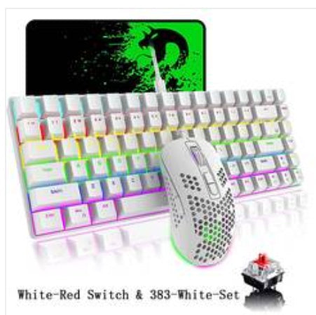 Gaming 84-Keys Keyboard RGB Lightweight Mouse Set Mechanical Rainbow For PCPS4