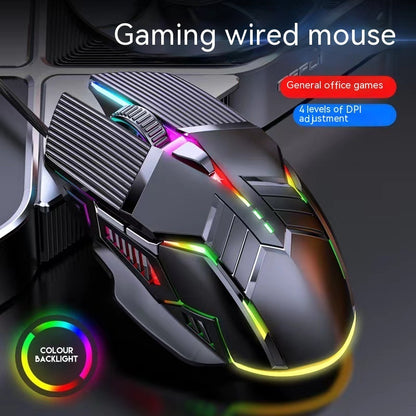 Wired USB Optical Mouse for Desktop with Mute and Audio Click Options
