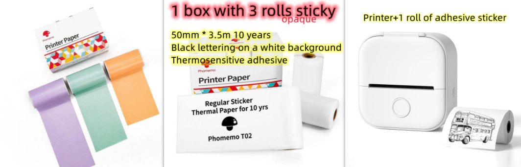 Phomemo T02 Mini Pocket Thermal Printer – Inkless Bluetooth Label Printer, Supports 10 Languages, 1000mAh Battery