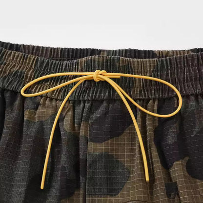 Multi-bag Washed Camouflage Workwear Shorts