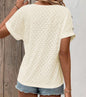 Button Solid Color Circle Loose Short Sleeve T-shirt For Women