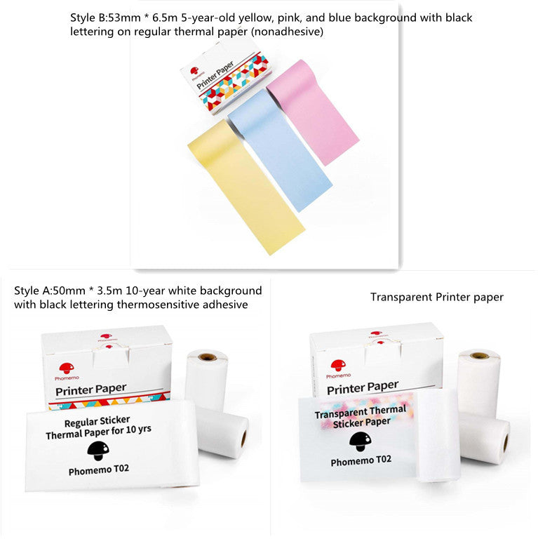 Phomemo T02 Mini Pocket Thermal Printer – Inkless Bluetooth Label Printer, Supports 10 Languages, 1000mAh Battery