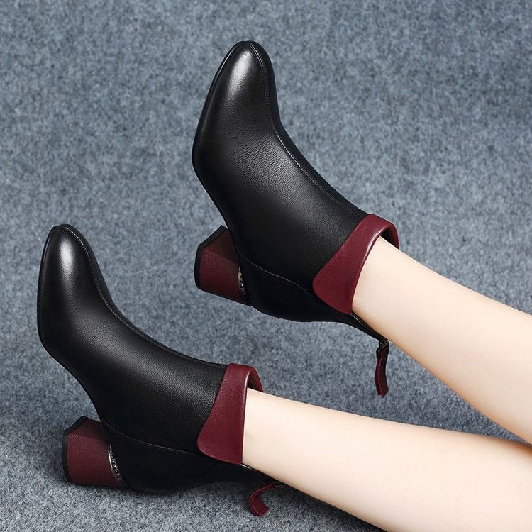 Good With Thick Heel Round Toe Martin Boots Women's Mid-heel Short Tube