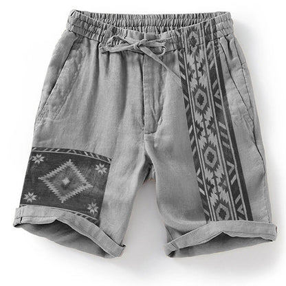 Men's Lace Up Loose Digital Printing Casual Shorts