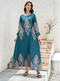 Flower Printed Long Robe Abaya